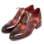 Paul Parkman Leather Two Tone Wingtip Oxfords Camel And Bordeaux