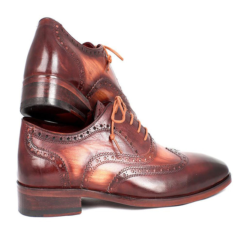 Paul Parkman Leather Two Tone Wingtip Oxfords Camel And Bordeaux