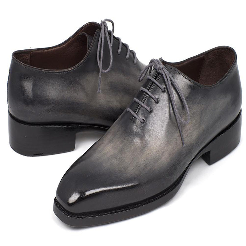 Paul Parkman Leather Wholecut Oxfords Gray Black