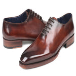 Paul Parkman Leather Wholecut Oxfords Hand-Painted Brown