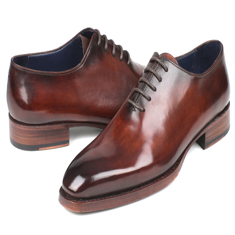 Paul Parkman Leather Wholecut Oxfords Hand-Painted Brown