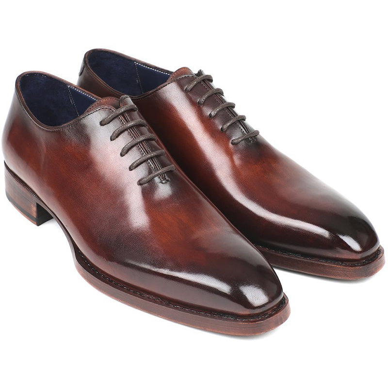 Paul Parkman Leather Wholecut Oxfords Hand-Painted Brown