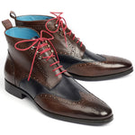 Paul Parkman Leather Wingtip Ankle Boots Dual Tone Brown & Blue