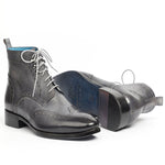 Paul Parkman Leather Wingtip Ankle Boots Hand-Painted Gray