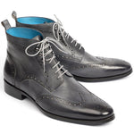 Paul Parkman Leather Wingtip Ankle Boots Hand-Painted Gray