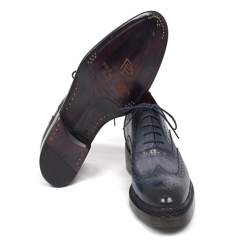 Paul Parkman Leather Wingtip Brogues Shoes Blue