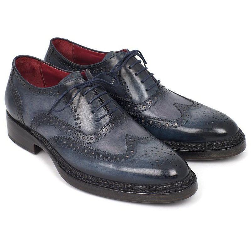Paul Parkman Leather Wingtip Brogues Shoes Blue