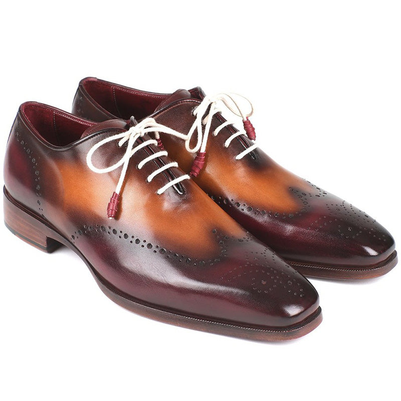 Paul Parkman Leather Wingtip Oxfords Bordeaux & Camel