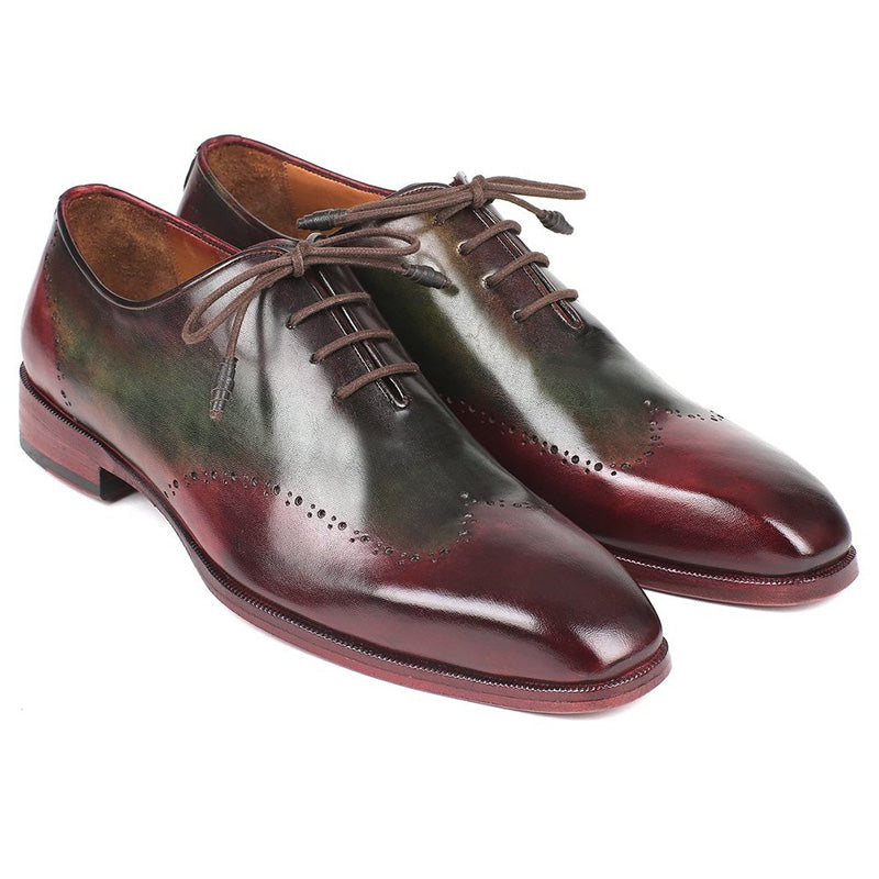 Paul Parkman Leather Wingtip Oxfords Bordeaux & Green