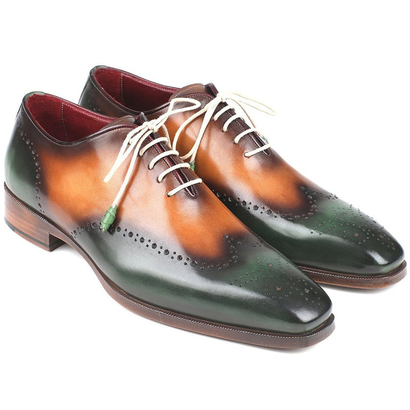 Paul Parkman Leather Wingtip Oxfords Green & Camel