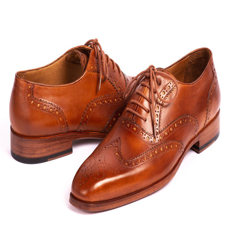 Paul Parkman Leather Wingtip Oxfords Mid Brown
