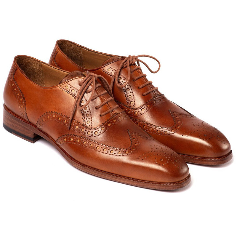 Paul Parkman Leather Wingtip Oxfords Mid Brown
