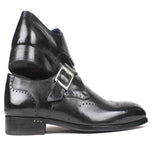 Paul Parkman Leather Wingtip Single Monk Strap Shoes Black