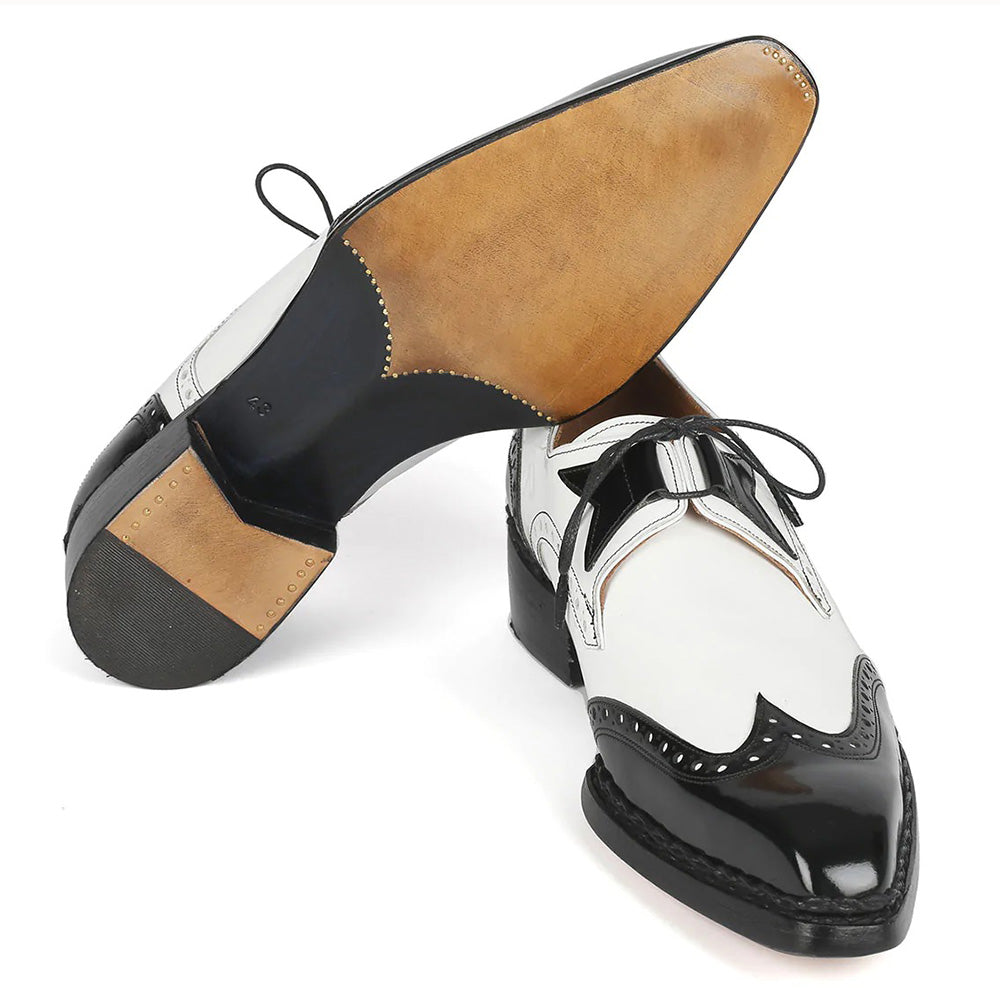 Paul Parkman Norwegian Welt Wingtip Shoes Black / White