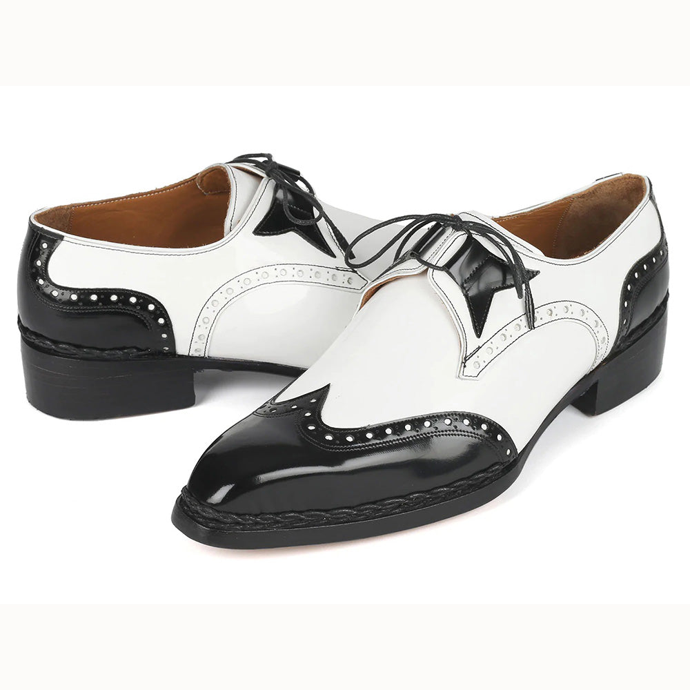 Paul Parkman Norwegian Welt Wingtip Shoes Black / White