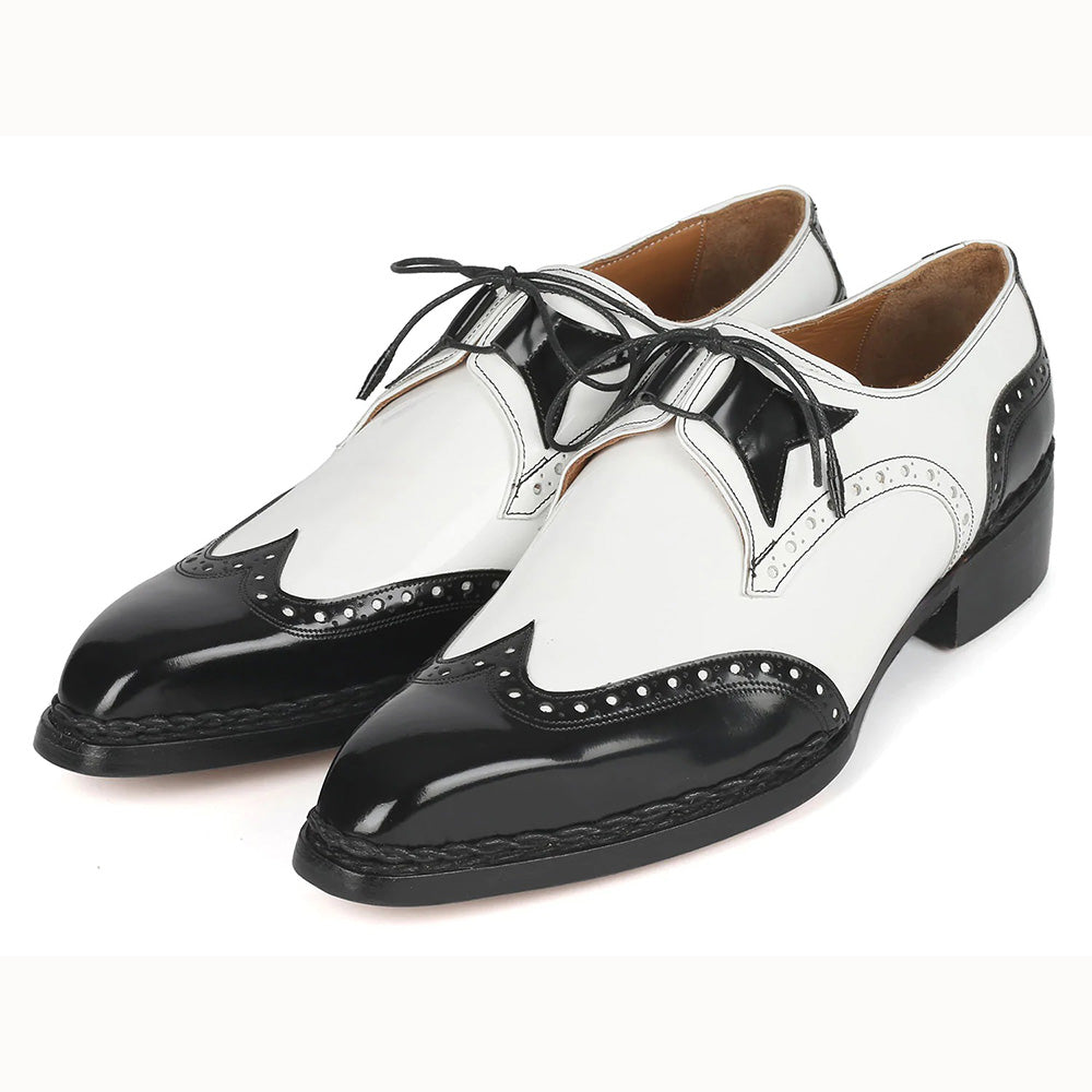 Paul Parkman Norwegian Welt Wingtip Shoes Black / White