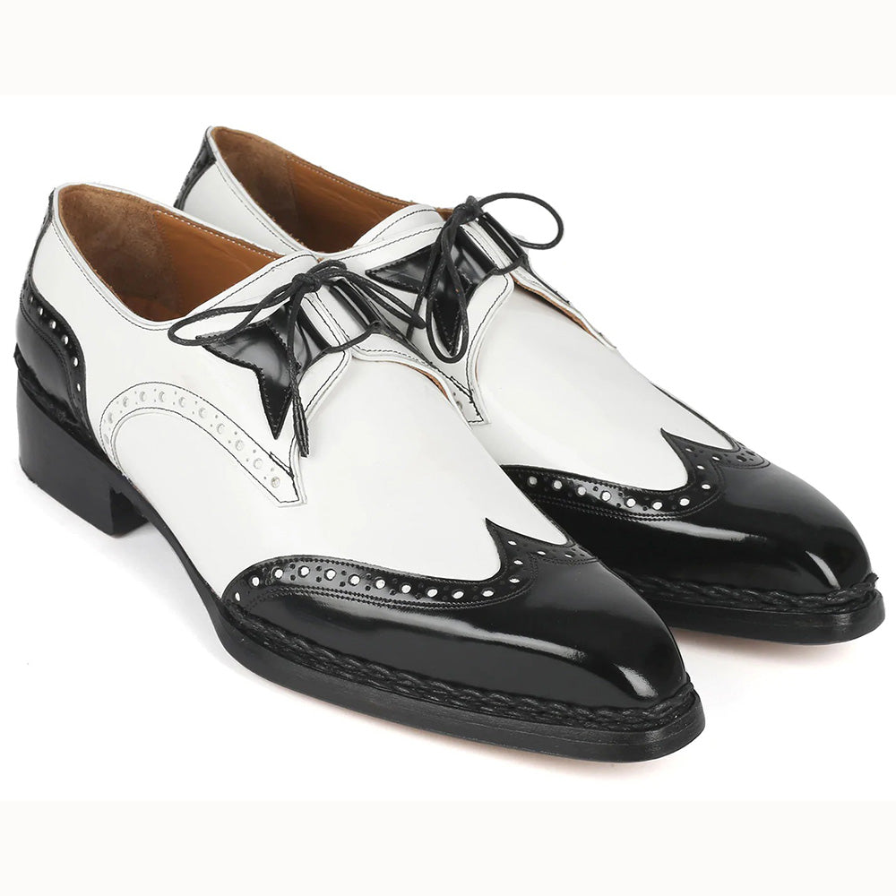 Paul Parkman Norwegian Welt Wingtip Shoes Black / White