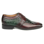 Paul Parkman Ostrich / Leather Derby Shoes Green / Brown
