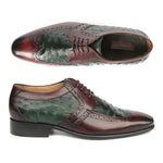 Paul Parkman Ostrich / Leather Derby Shoes Green / Brown