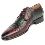 Paul Parkman Ostrich / Leather Derby Shoes Green / Brown