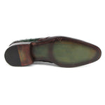 Paul Parkman Ostrich / Leather Derby Shoes Green / Brown