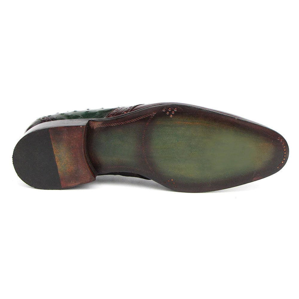 Paul Parkman Ostrich / Leather Derby Shoes Green / Brown
