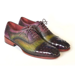Paul Parkman Ostrich Quill Cap Toe Oxfords Green / Purple