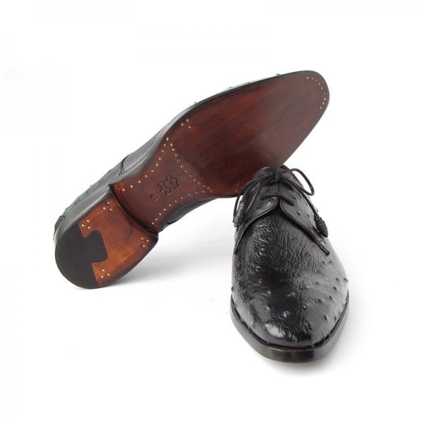 Paul Parkman Ostrich Quill Derby Shoes Black