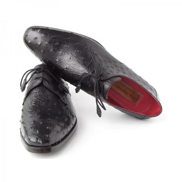 Paul Parkman Ostrich Quill Derby Shoes Black