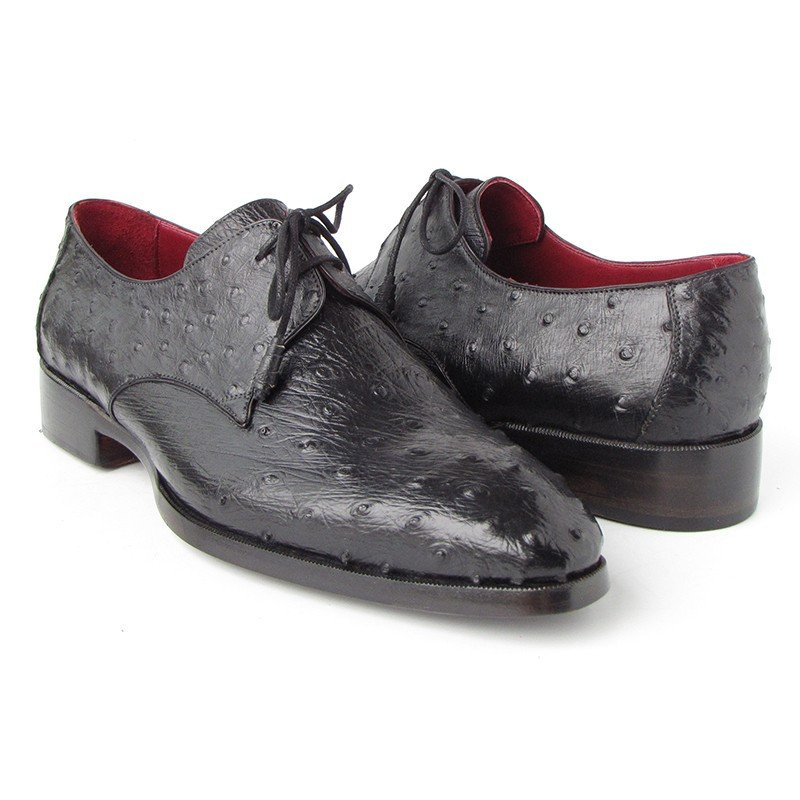 Paul Parkman Ostrich Quill Dress Shoes Black