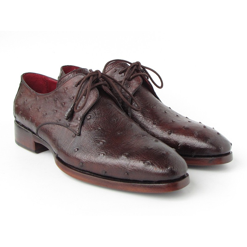 Paul Parkman Ostrich Quill Derby Shoes Brown