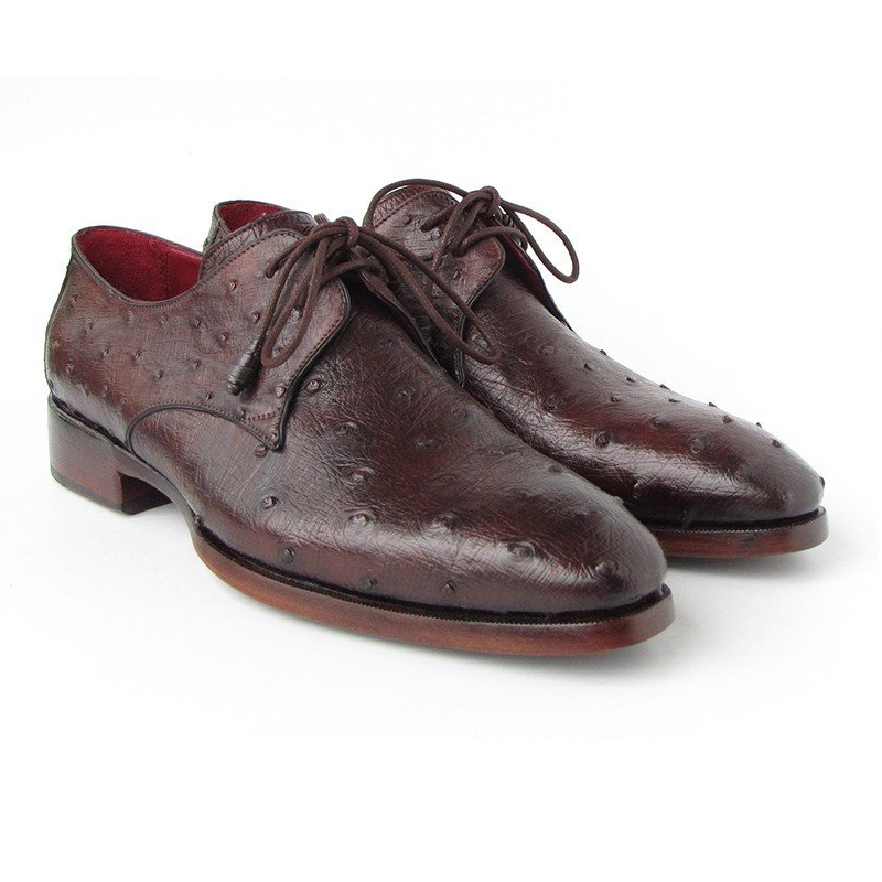 Paul Parkman Ostrich Quill Derby Shoes Brown