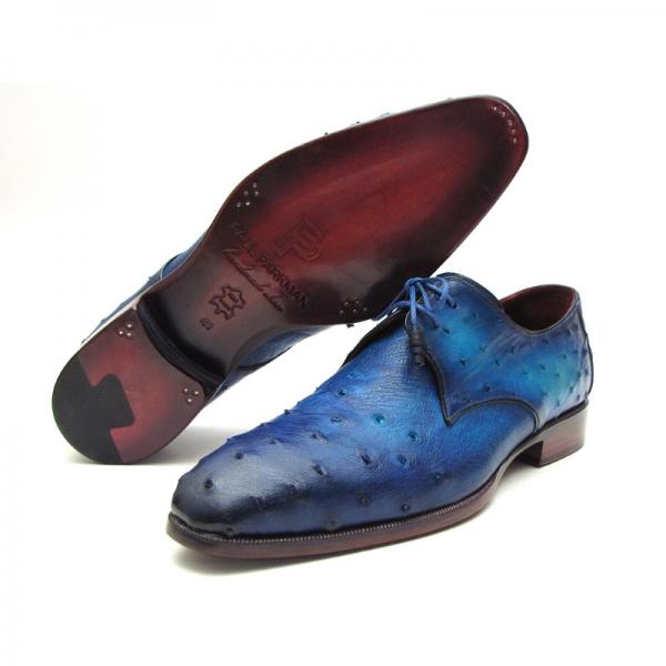 Paul Parkman Ostrich Quill Derby Shoes Ocean Blue