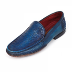 Paul Parkman Ostrich Quill Loafers Blue