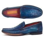 Paul Parkman Ostrich Quill Loafers Blue