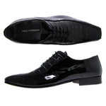 Paul Parkman Patent Leather & Croco Bicycle Toe Shoes Black