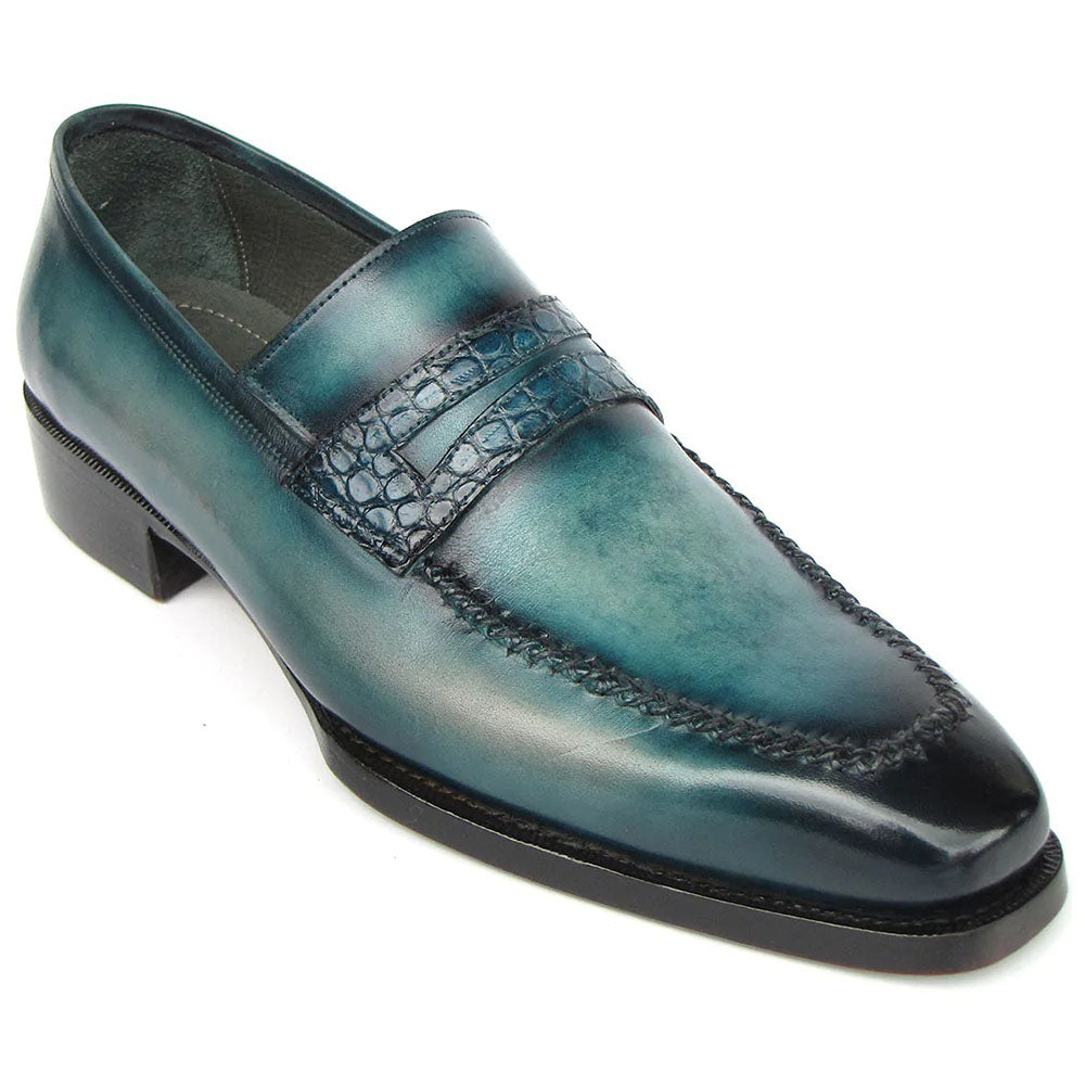 Paul Parkman Men's Turquoise Patina Handmade Loafers (ID#6944-TRQ) '