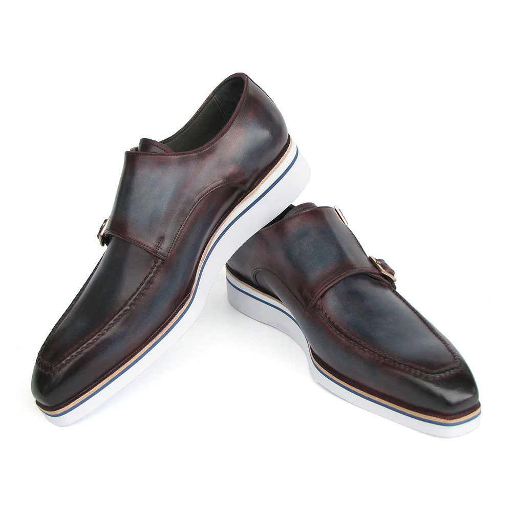 Paul Parkman Patina Smart Casual Double Monkstrap Blue / Bordeaux
