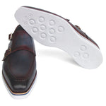 Paul Parkman Patina Smart Casual Double Monkstrap Blue / Bordeaux