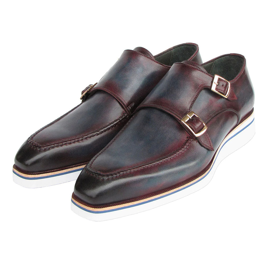 Paul Parkman Patina Smart Casual Double Monkstrap Blue / Bordeaux