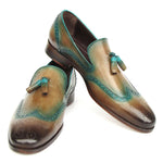 Paul Parkman Patina Tassel Loafers Olive / Green