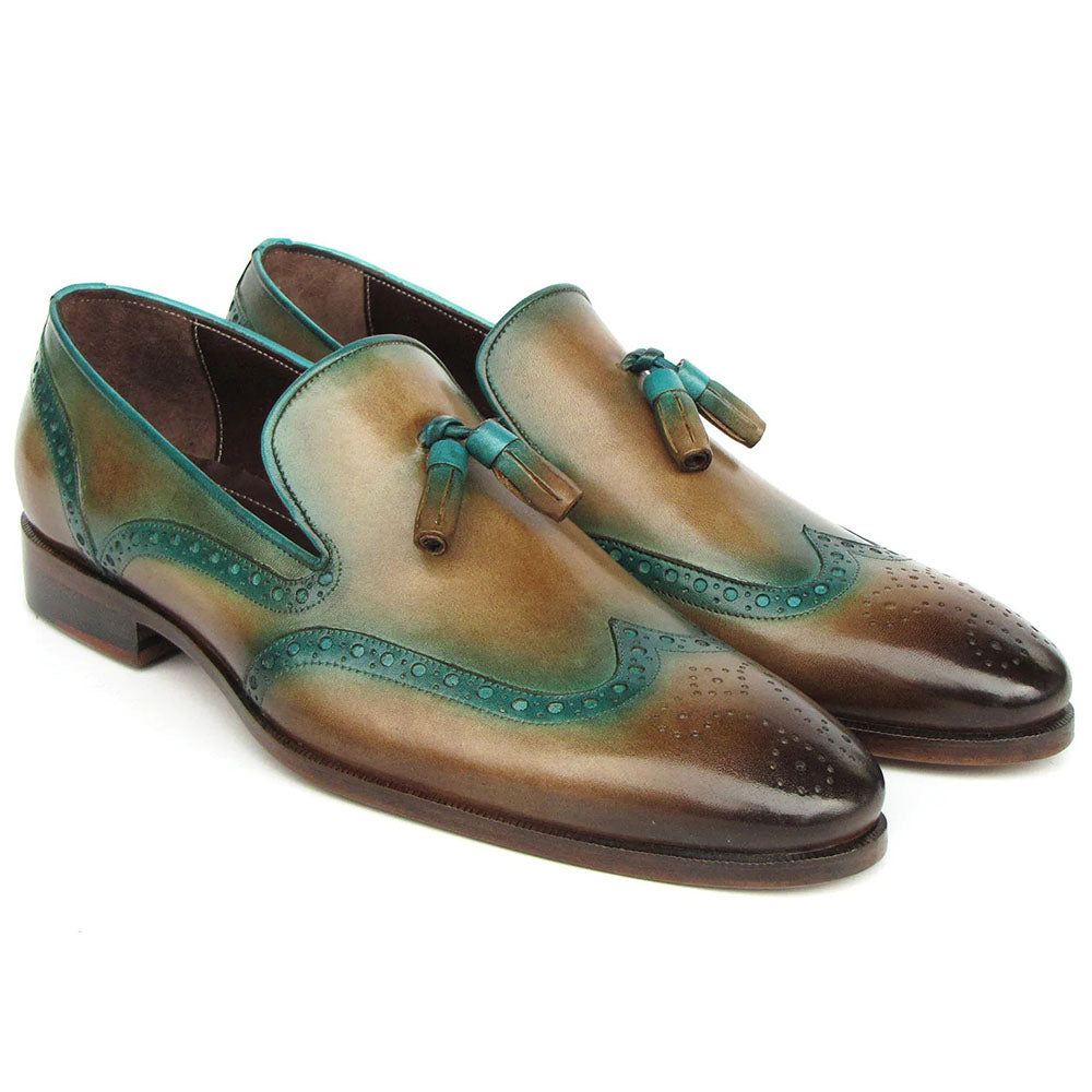 Paul Parkman Patina Tassel Loafers Olive / Green