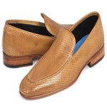 Paul Parkman Perforated Leather Loafers Beige