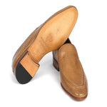 Paul Parkman Perforated Leather Loafers Beige
