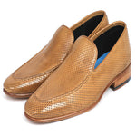 Paul Parkman Perforated Leather Loafers Beige