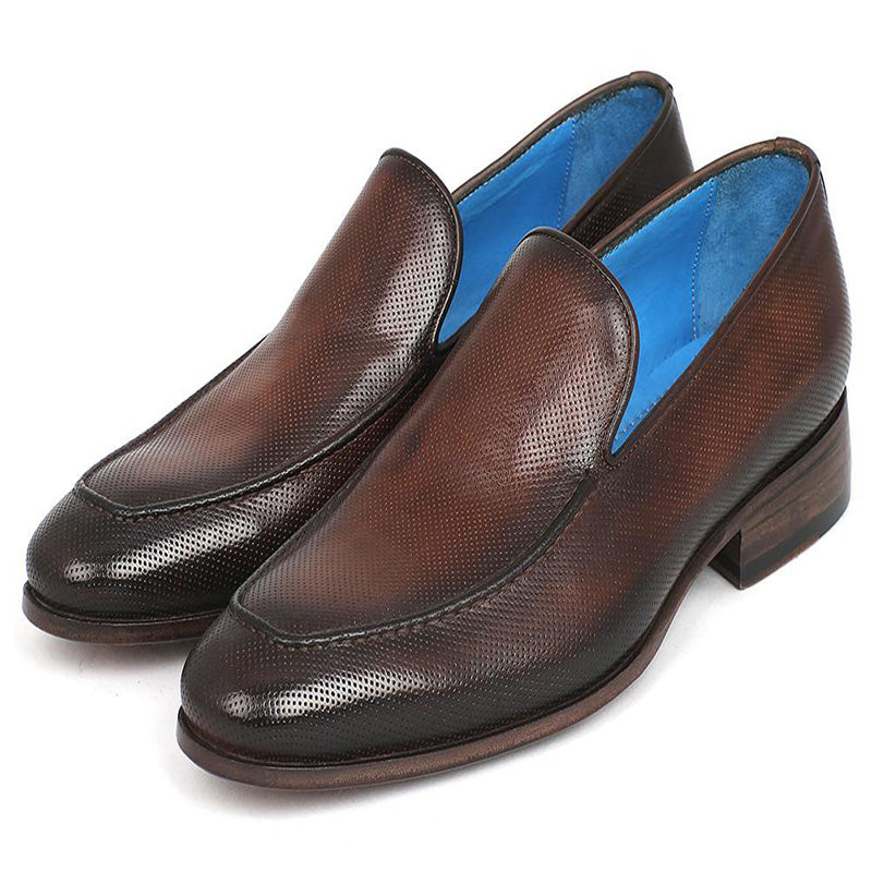 Paul Parkman Perforated Leather Loafers Brown