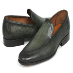Paul Parkman Perforated Leather Loafers Green