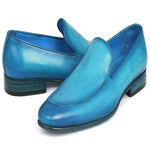 Paul Parkman Perforated Leather Loafers Turquoise