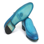 Paul Parkman Perforated Leather Loafers Turquoise