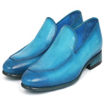 Paul Parkman Perforated Leather Loafers Turquoise